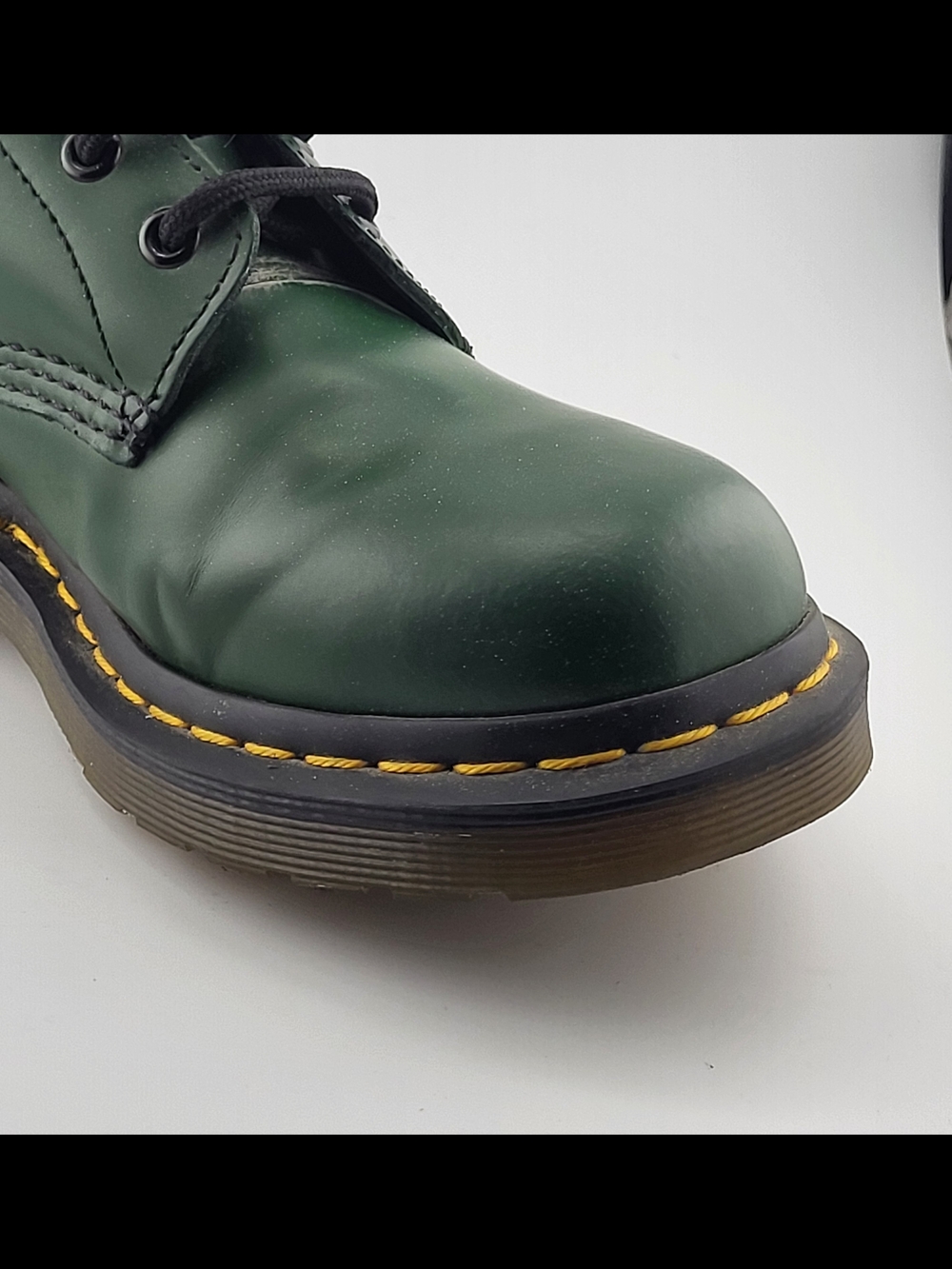 Dr. Martens 1460 Dark Green Lace Up Combat Boots Yellow Stitching Size 8 Exc Con - Picture 6 of 16